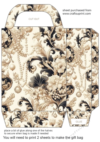 Black and cream pearl gift bag 6
