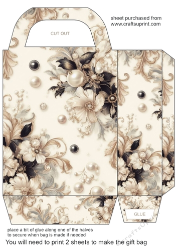 Black and cream pearl gift bag 9
