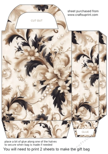 Black and cream pearl gift bag 10