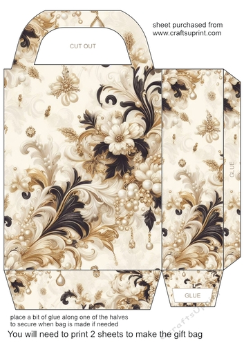 Black and cream pearl gift bag 12