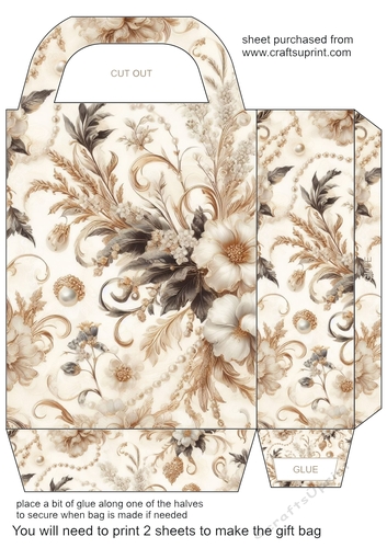 Black and cream pearl gift bag 16