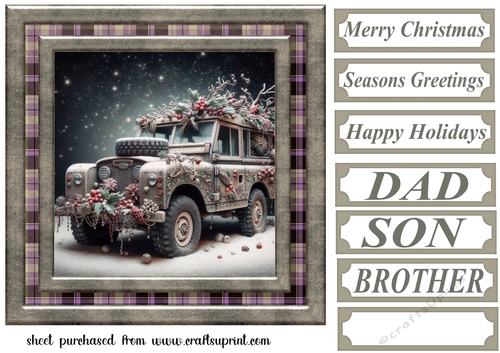 Christmas Land Rover card front 2