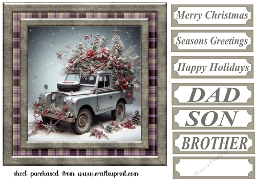 Christmas Land Rover card front 3