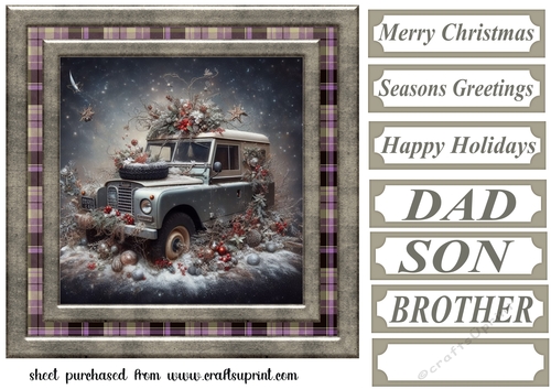 Christmas Land Rover card front 4