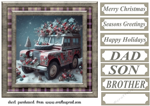 Christmas Land Rover card front 7