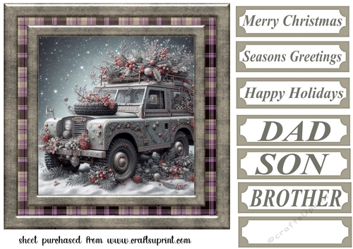 Christmas Land Rover card front 8