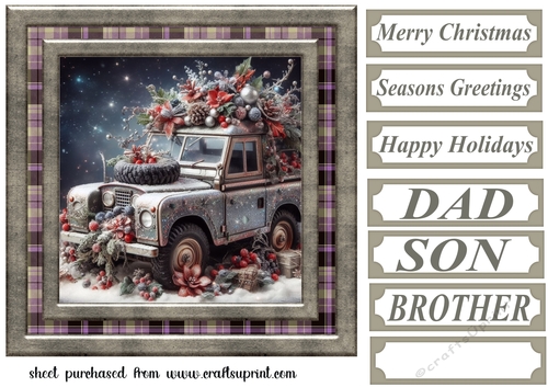 Christmas Land Rover card front 10