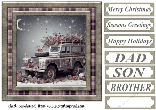 Christmas Land Rover card front 12