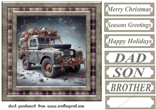 Christmas Land Rover card front 13