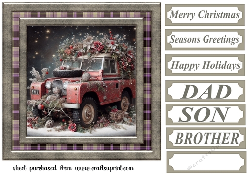 Christmas Land Rover card front 14
