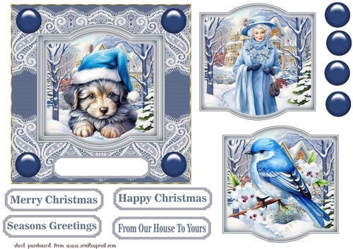 Blue Christmas card front