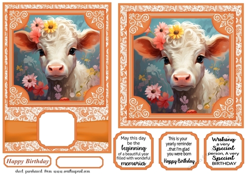 5x7 and 6x6 aprox Orange cow card fronts