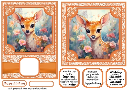 5x7 and 6x6 aprox Orange deer card fronts
