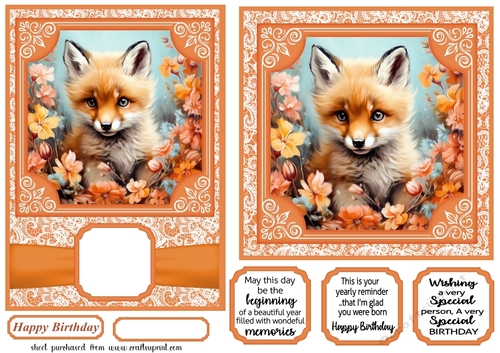 5x7 and 6x6 aprox Orange fox card fronts