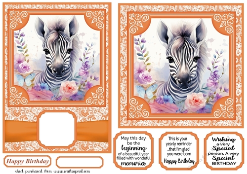 5x7 and 6x6 aprox Orange zebra card fronts