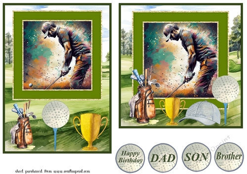 5x7 and 6x6 aprox Golfer card front 1