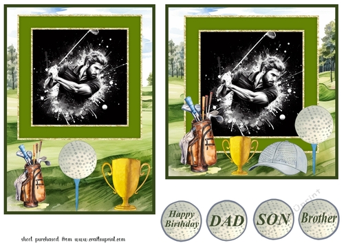 5x7 and 6x6 aprox Golfer card front 3