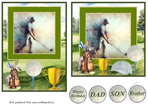 5x7 and 6x6 aprox Golfer card front 4