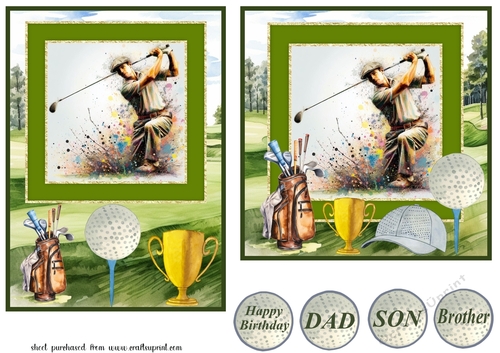 5x7 and 6x6 aprox Golfer card front 5