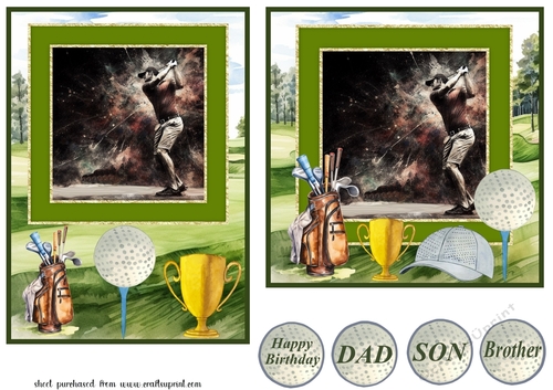 5x7 and 6x6 aprox Golfer card front 6
