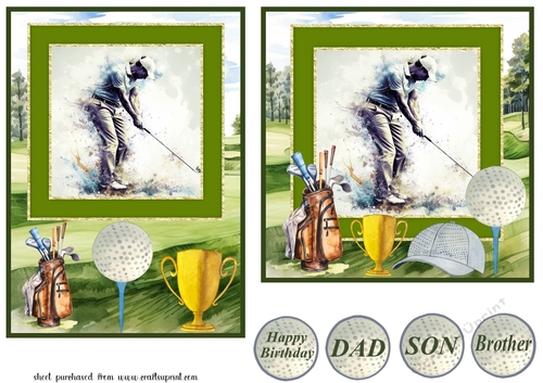 5x7 and 6x6 aprox Golfer card front 8