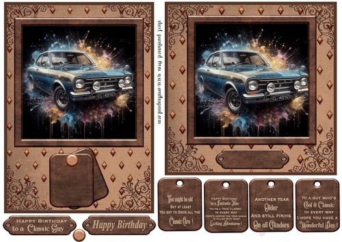 5x7 and 6x6 aprox Classic car card front 2