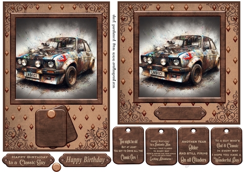 5x7 and 6x6 aprox Classic car card front 3