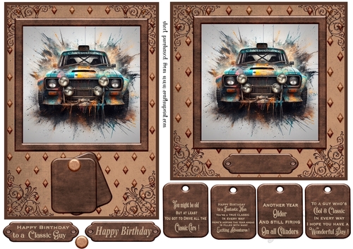 5x7 and 6x6 aprox Classic car card front 4