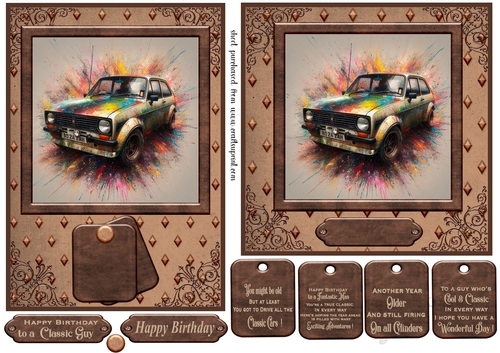 5x7 and 6x6 aprox Classic car card front 5