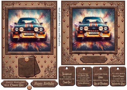 5x7 and 6x6 aprox Classic car card front 7