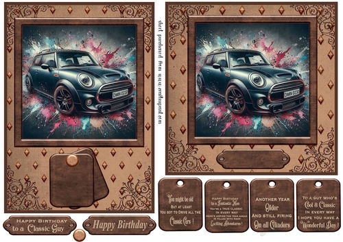 5x7 and 6x6 aprox Classic car card front 8