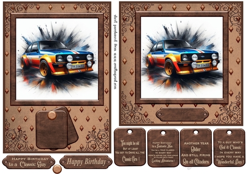 5x7 and 6x6 aprox Classic car card front 9