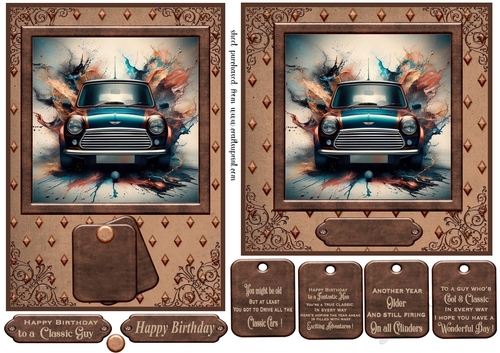 5x7 and 6x6 aprox Classic car card front 10