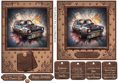 5x7 and 6x6 aprox Classic car card front 11