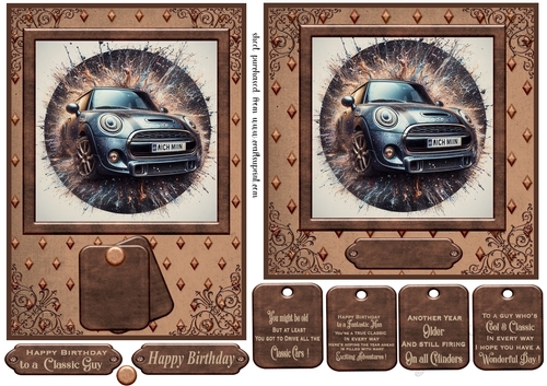 5x7 and 6x6 aprox Classic car card front 12