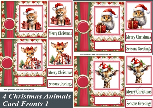 4 Christmas animal card front kit 1