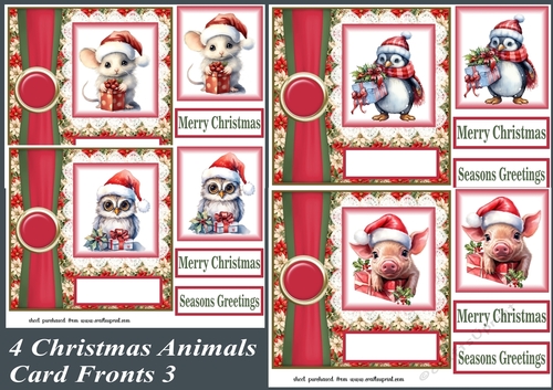 4 Christmas animal card front kit 3
