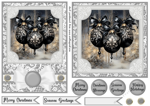 5x7 and 6x6 Grey and black baubles card fronts 2