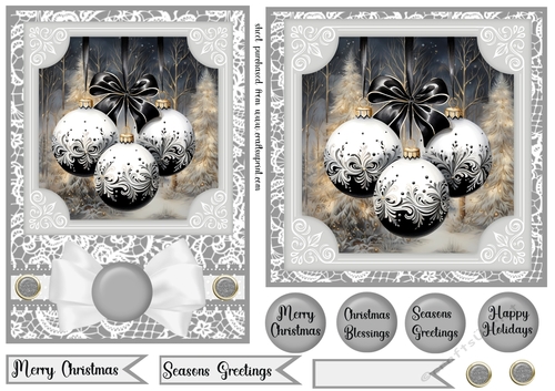 5x7 and 6x6 Grey and black baubles card fronts 4