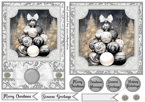 5x7 and 6x6 Grey and black baubles card fronts 6