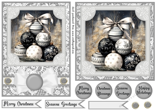 5x7 and 6x6 Grey and black baubles card fronts 9
