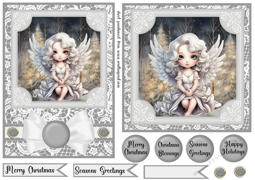 5x7 and 6x6 Aprox Silver Christmas angel card fronts 1