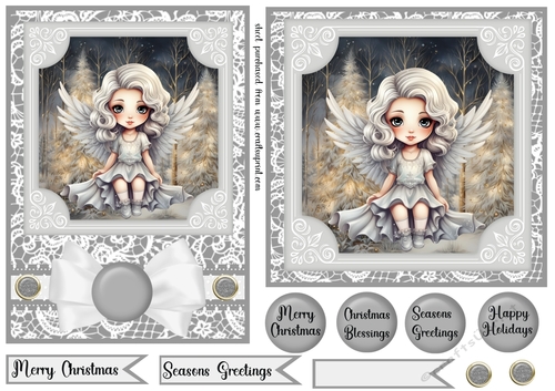 5x7 and 6x6 Aprox Silver Christmas angel card fronts 2
