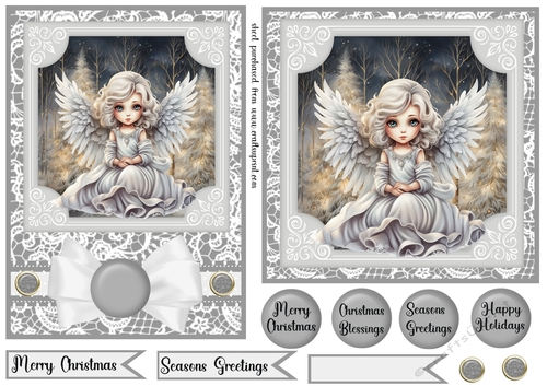 5x7 and 6x6 Aprox Silver Christmas angel card fronts 3