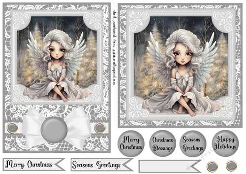 5x7 and 6x6 Aprox Silver Christmas angel card fronts 4