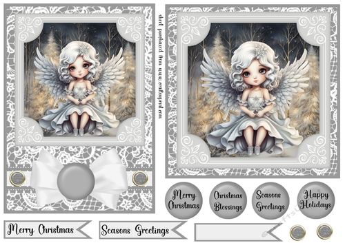 5x7 and 6x6 Aprox Silver Christmas angel card fronts 6