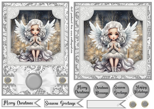 5x7 and 6x6 Aprox Silver Christmas angel card fronts 8