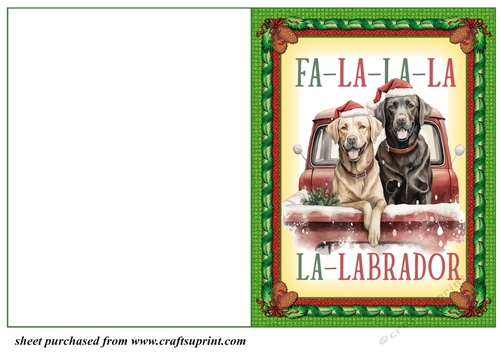 Fa La La Labrador cut and fold card 