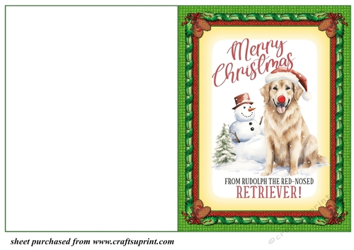 Rudolph the red nose Retriever cut and fold card 