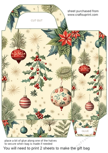 Vintage Christmas gift bag (green) 1